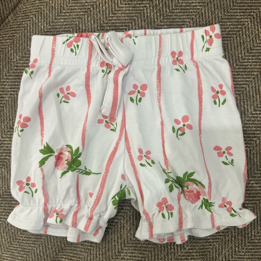 The Beaufort Bonnet Company Floral Striped Baby Shorts 2T